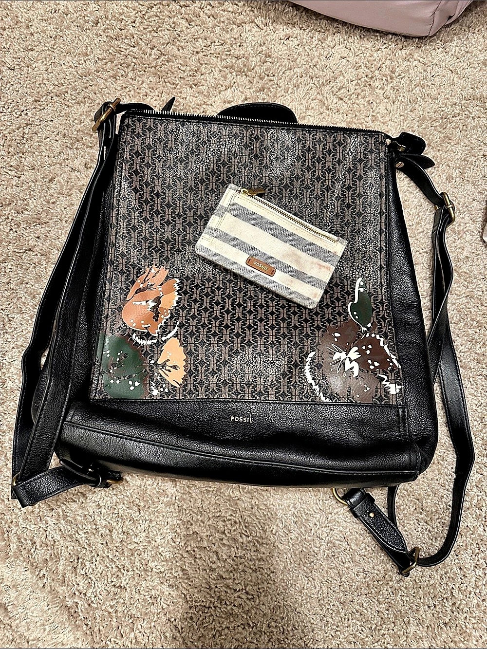 Fossil Elina Convertible Backpack Black & Brown